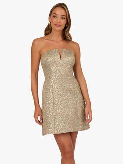 Adrianna By Adrianna Papell Metallic Jacquard Mini Dress, Pink/Blue, Pink/Blue