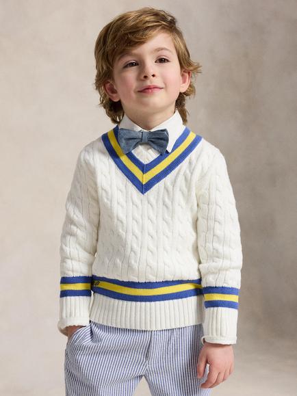 Ralph Lauren Kids' Cricket Jumper, White, White