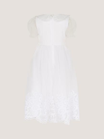 Monsoon Kids' Communion Athena Floral Embroidered Dress, White - view 2, White