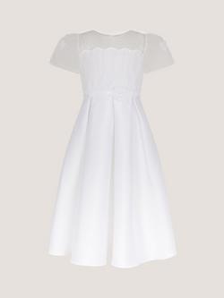 Monsoon Kids' Communion Bouquet Dress, White, White