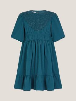 Monsoon Kids' Crochet Yoke Dress, Navy, Navy