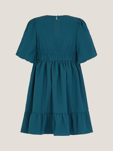 Monsoon Kids' Crochet Yoke Dress, Navy - view 2, Navy