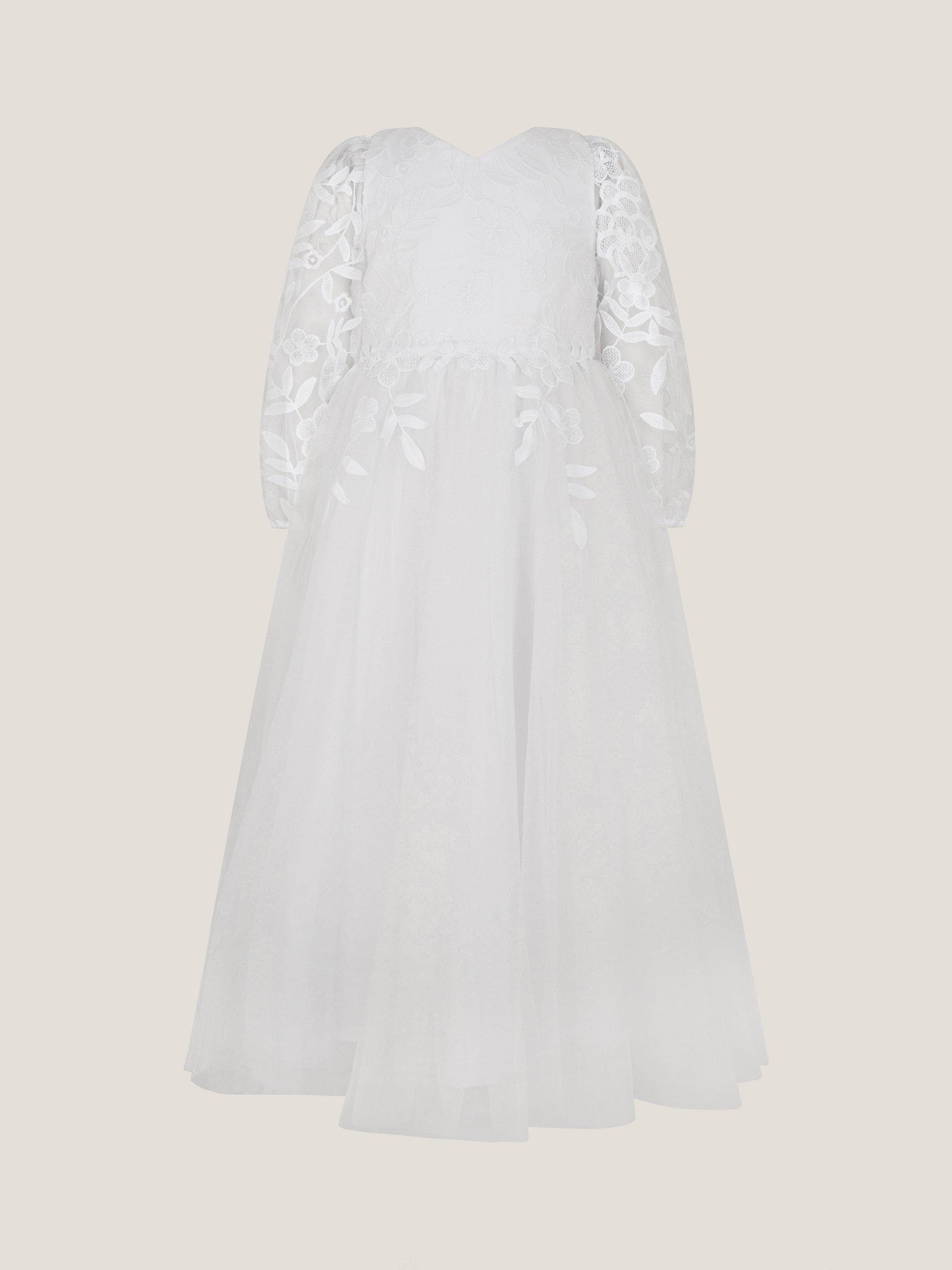 Product image 1 of 3, which shows Monsoon Kids' Sienna Floral Dress, White, 3 years