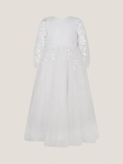 Monsoon Kids' Sienna Floral Dress, White, White