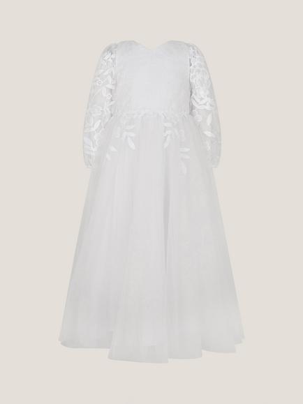 Monsoon Kids' Sienna Floral Dress, White, White
