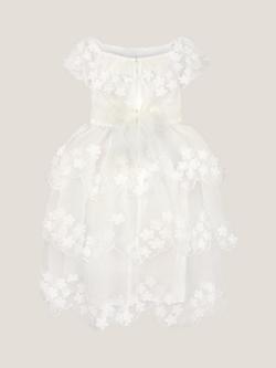 Monsoon Kids' Rebecca Appliqué Floral Scallop Dress, Ivory - view 2, Ivory