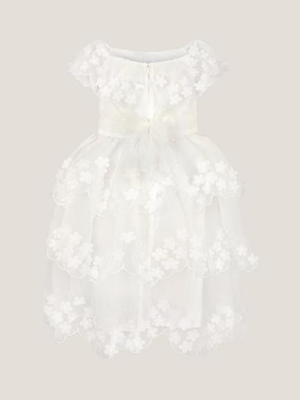 Monsoon Kids' Rebecca Appliqué Floral Scallop Dress, Ivory - view 2, Ivory