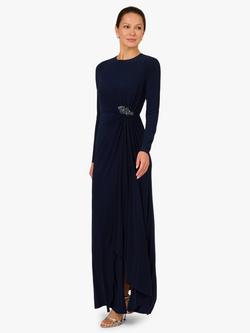 Adrianna Papell Draped Jersey Maxi Dress, Midnight, Midnight