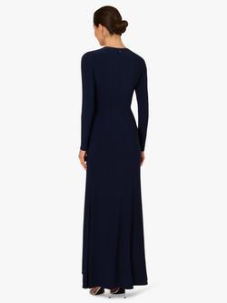 Adrianna Papell Draped Jersey Maxi Dress, Midnight - view 2, Midnight