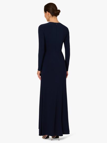 Adrianna Papell Draped Jersey Maxi Dress, Midnight - view 2, Midnight