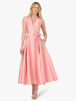 Adrianna Papell Lapel Flared Mikado Dress, Apricot Ice