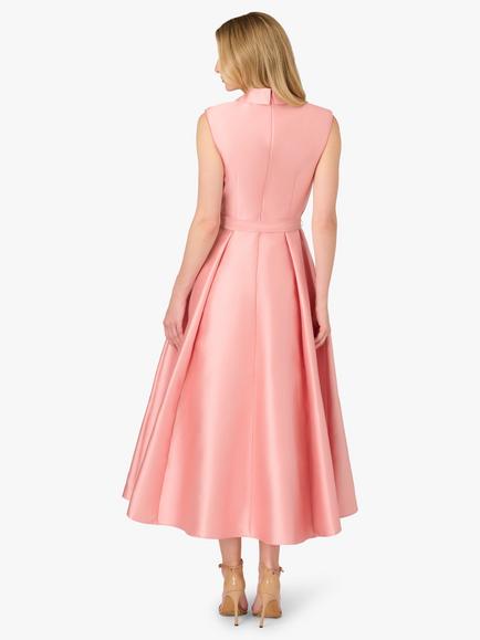 Adrianna Papell Lapel Flared Mikado Dress - view 2, Apricot Ice