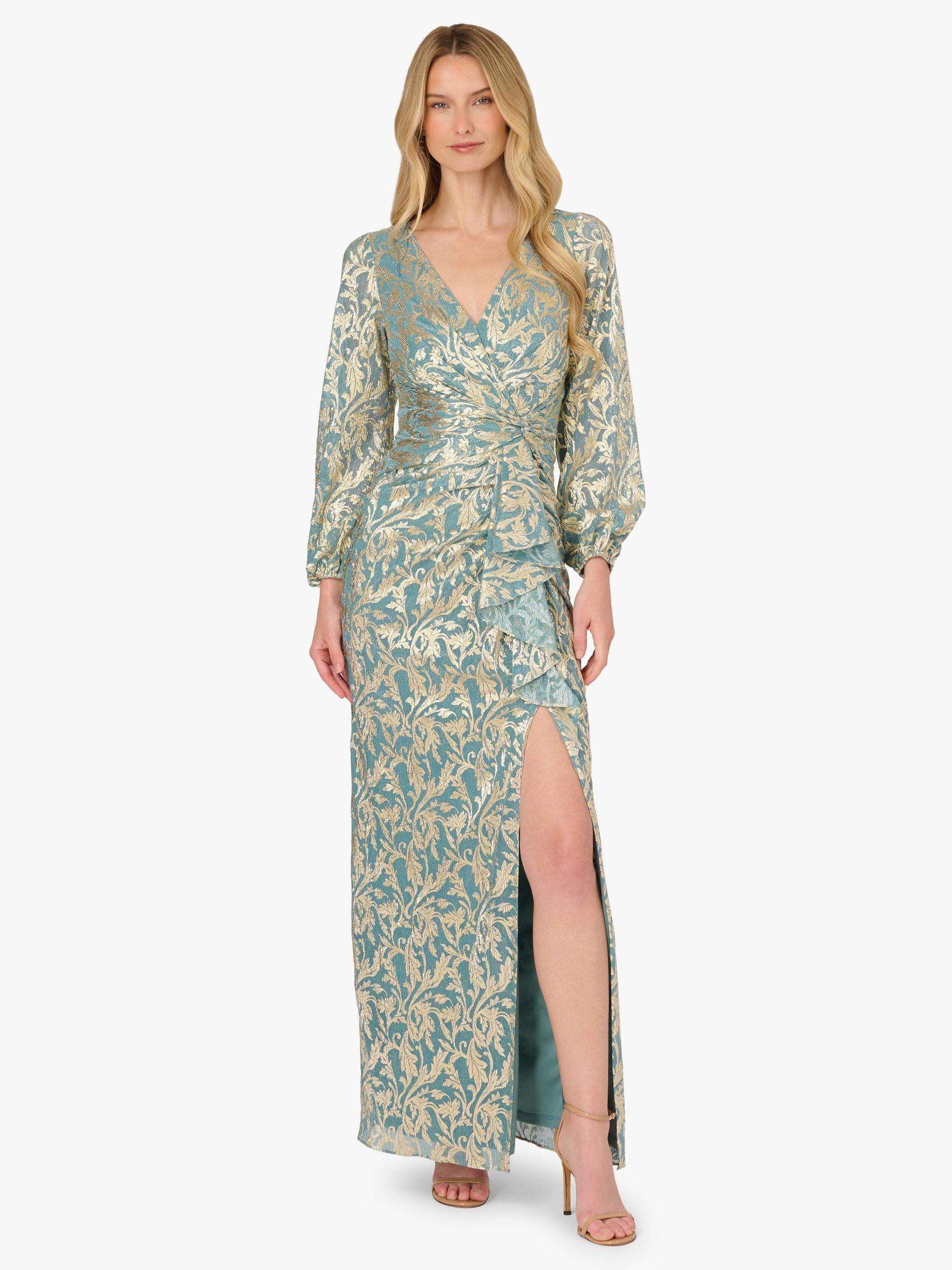 navy blue and golden combination dress Navy and Gold Lace Maxi Dress with Tulle Detail