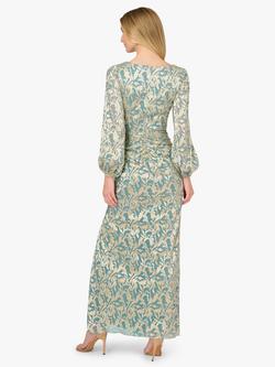 Adrianna Papell Metallic Crinkle Dress, Mint/Gold - view 2, Mint/Gold
