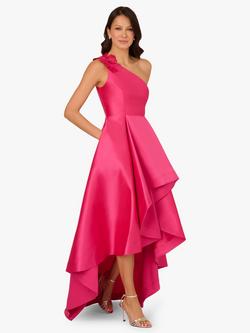 Adrianna Papell Mikado High Low Dress, Electric Pink, Electric Pink