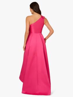 Adrianna Papell Mikado High Low Dress, Electric Pink - view 2, Electric Pink