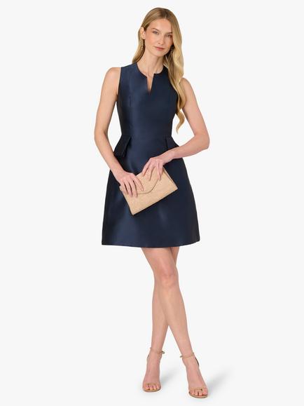 Adrianna Papell Mikado Ruffle Mini Dress, Midnight - view 2, Midnight
