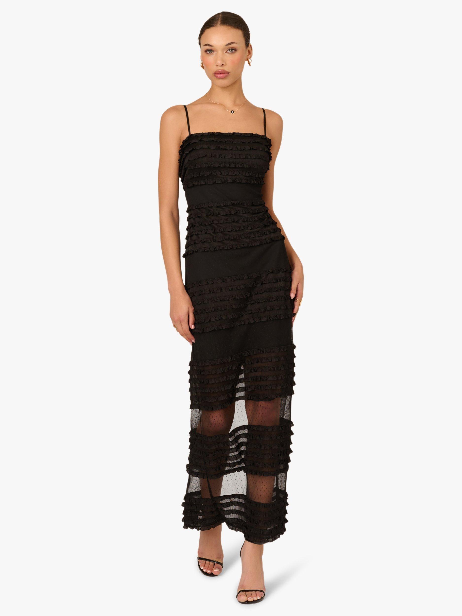Adrianna By Adrianna Papell Ruffle Knit Maxi Dress, Black