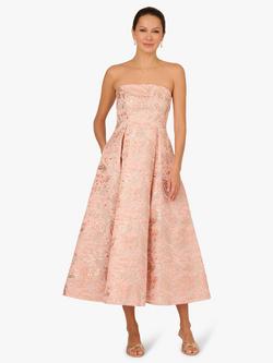 Adrianna Papell Floral Jacquard Strapless Dress, Blush, Blush