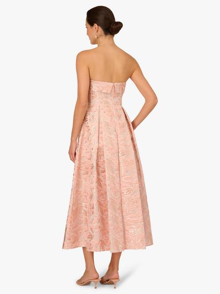 Adrianna Papell Floral Jacquard Strapless Dress, Blush - view 2, Blush