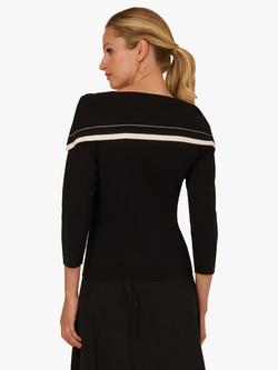 Adrianna Papell Bow Detail Off Shoulder Jumper, Black/Ivory - view 2, Black/Ivory