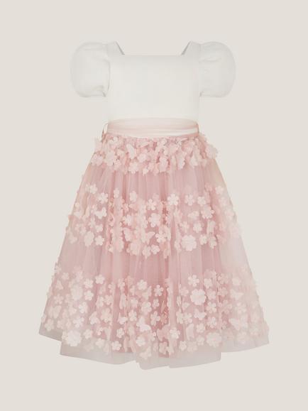 Monsoon Kids' Laura Scuba Dress, Dusky Pink, Dusky Pink
