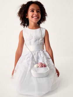 Monsoon Kids' Felicity Floral Embroidered Mesh Dress - view 2, White
