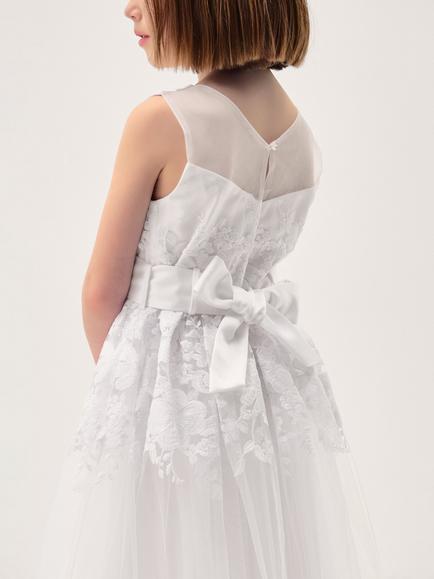 Monsoon Kids' Felicity Floral Embroidered Mesh Dress - view 2, White