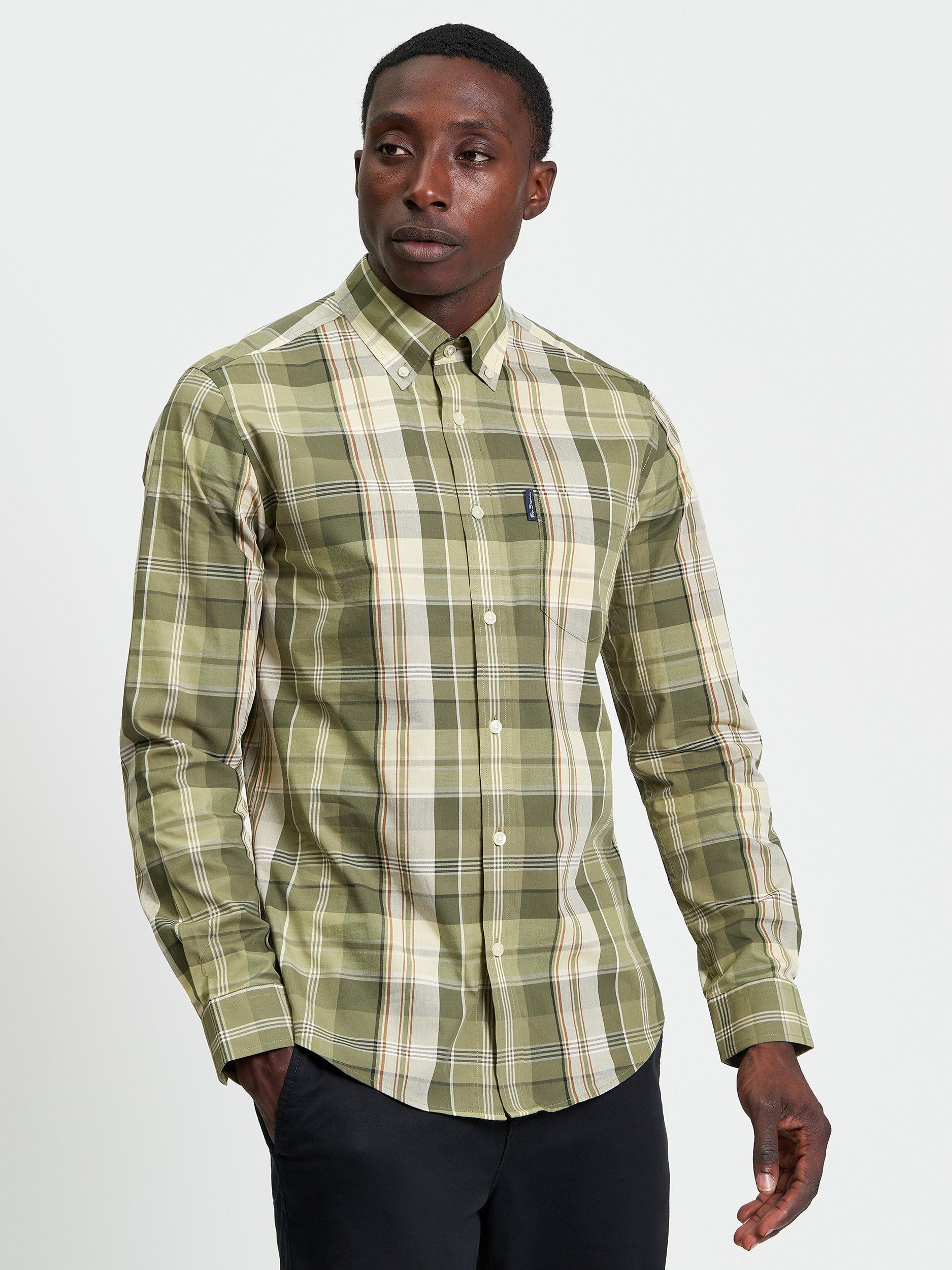 Product image 1 of 5, which shows Ben Sherman Cotton Heritage Check Shirt, Litchen Green, S