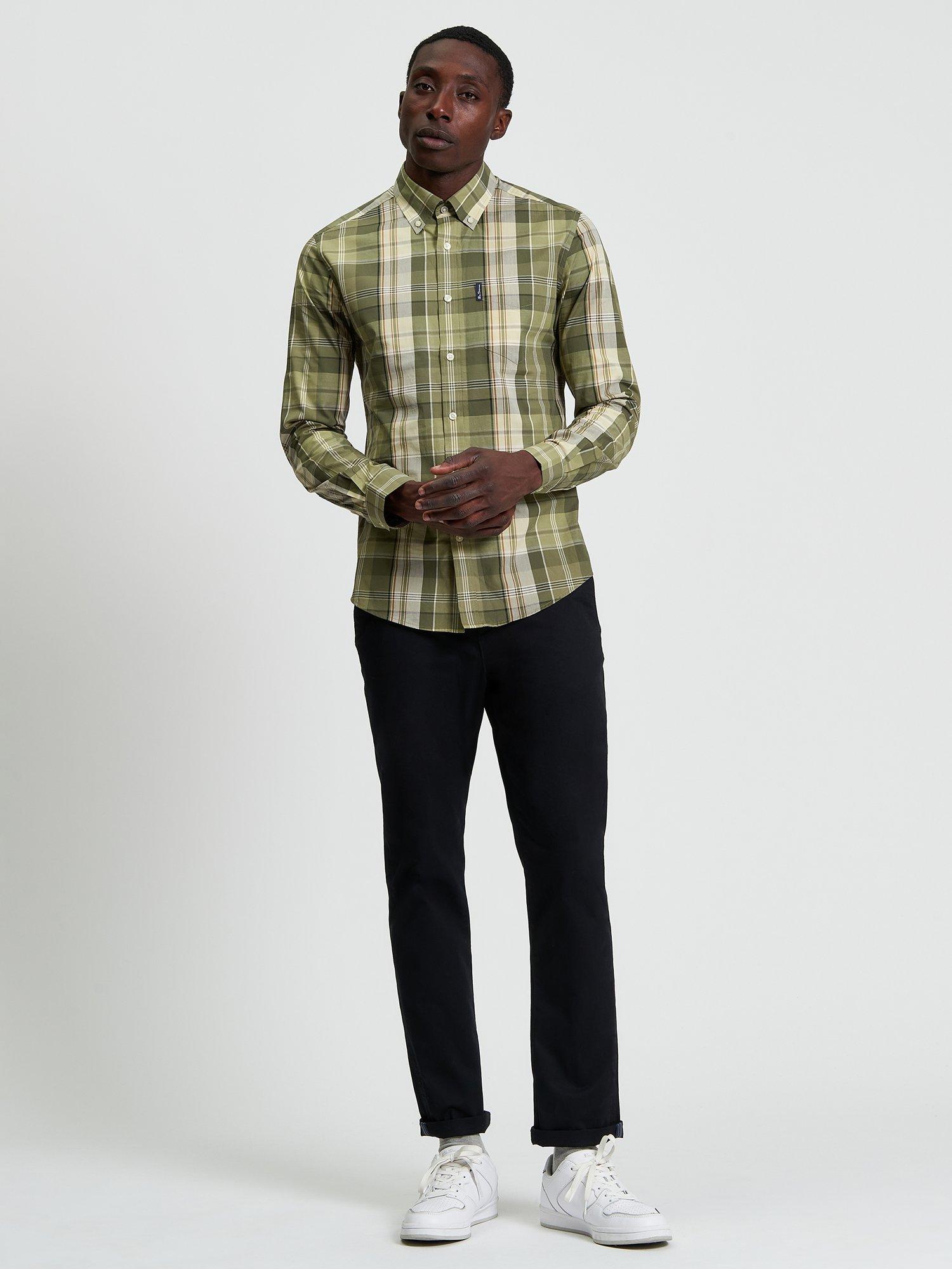 Product image 3 of 5, which shows Ben Sherman Cotton Heritage Check Shirt, Litchen Green, S