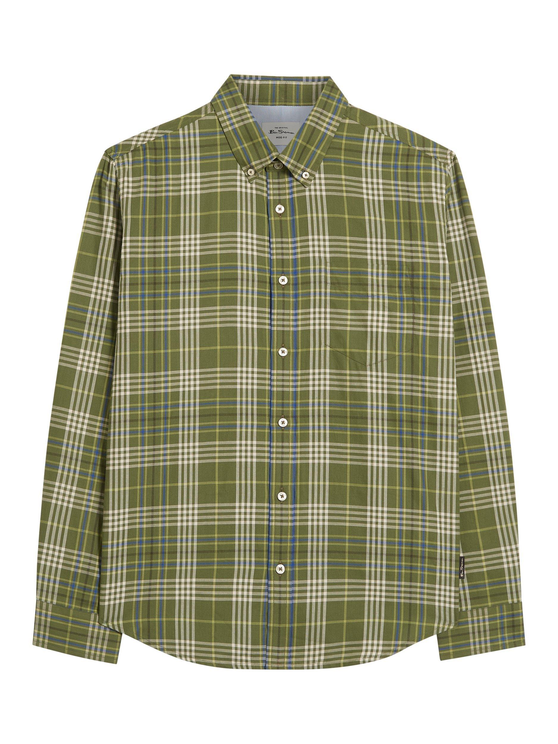 Product image 5 of 5, which shows Ben Sherman Multi Check Shirt, Litchen Green, S