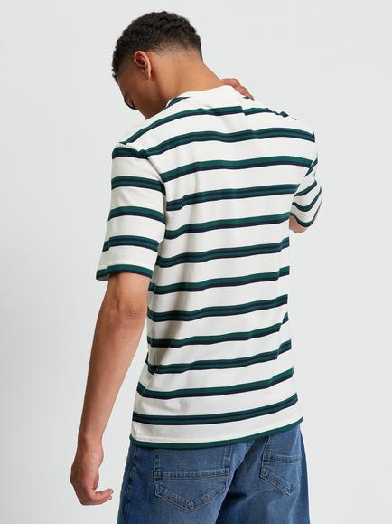 Ben Sherman Cotton Regular Fit Short Sleeve Textured Stripe T-Shirt - view 2, Snow White