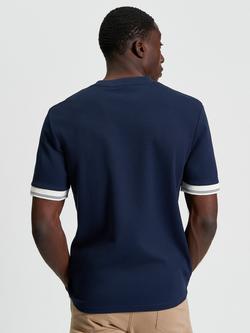 Ben Sherman Cotton Regular Fit Short Sleeve Textured T-Shirt, Dark Navy - view 2, Dark Navy