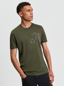 Ben Sherman Cotton Headphone Graphic T-Shirt, Khaki, Khaki