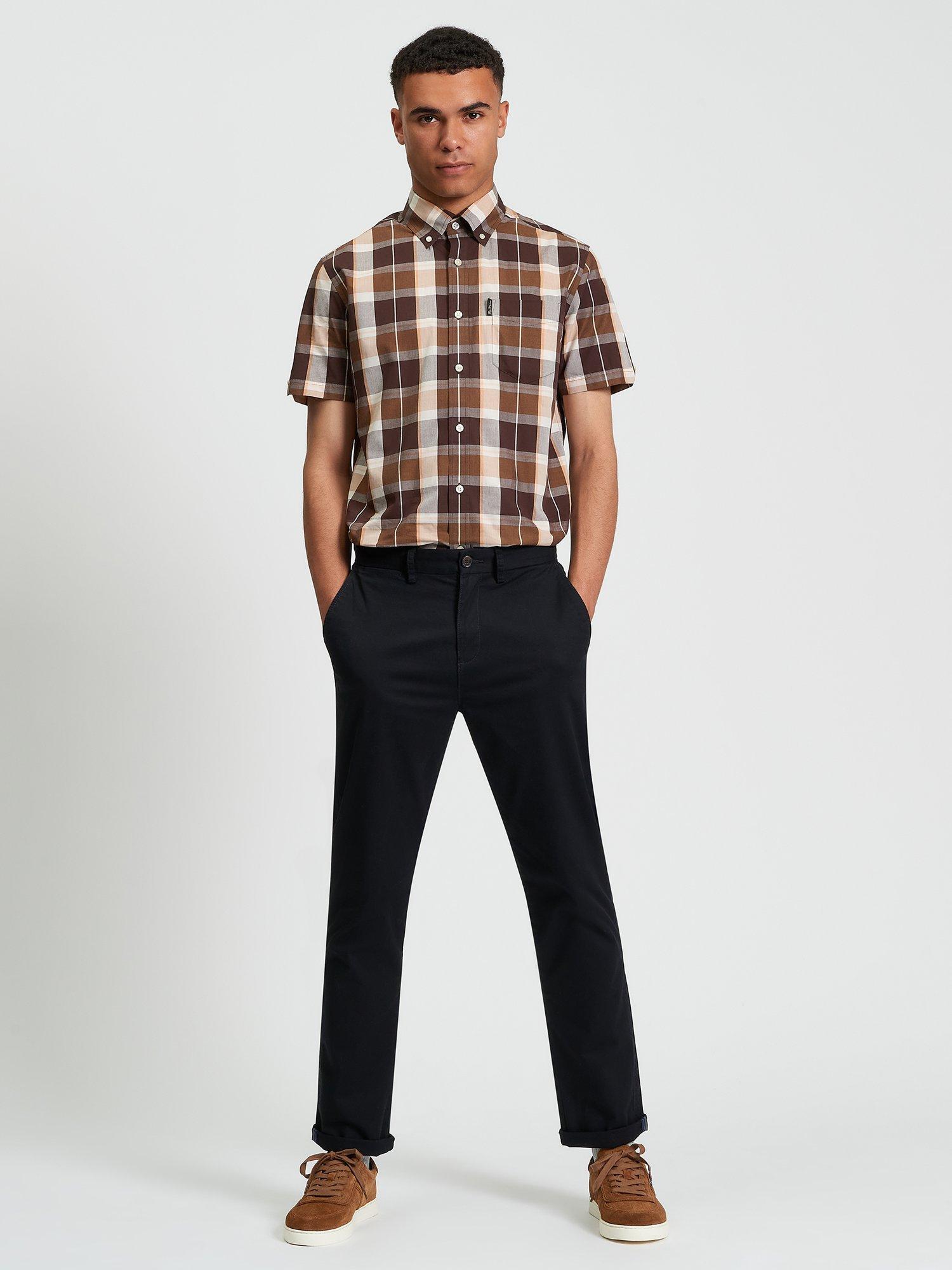 Product image 3 of 5, which shows Ben Sherman Cotton Regular Fit Block Check Shirt, Dark Brown, S
