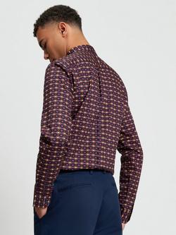 Ben Sherman Cotton Regular Fit Geo Print Shirt, Burnt Orange - view 2, Burnt Orange