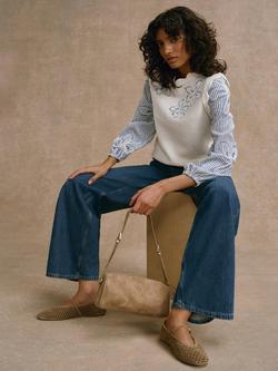 Mint Velvet Stripe Layered Jumper, White Ivory - view 2, White Ivory