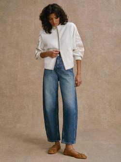 Mint Velvet High Neck Embroidered Sleeve Cardigan, White Ivory - view 2, White Ivory