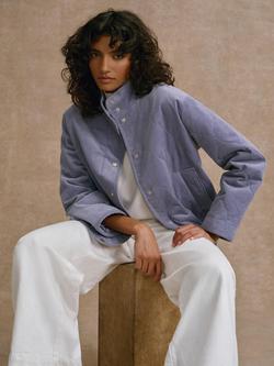 Mint Velvet Corduroy Quilted Jacket, Blue - view 2, Blue