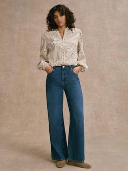 Mint Velvet Floral Stripe Blouse, Natural, Natural