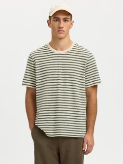 Selected Kevin Stripe Regular Fit T-Shirt, Egret Sky Captain, Egret Sky Captain