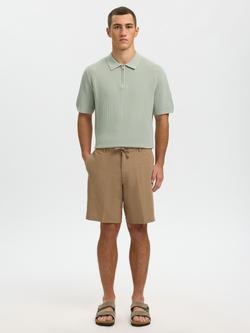 Selected Textured Half Zip Polo Shirt, Aqua Gray - view 2, Aqua Gray