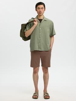 Selected Cal Cotton Textured Regular Fit Shorts, Chocolate Chip, Chocolate Chip