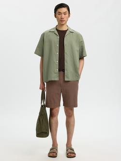 Selected Cal Cotton Textured Regular Fit Shorts, Chocolate Chip - view 2, Chocolate Chip