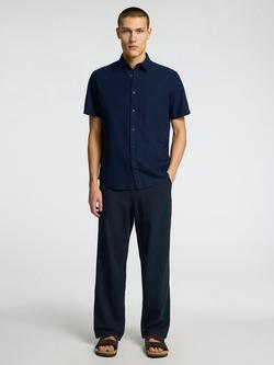 Selected Brody Linen Blend Straight Leg Trousers, Black