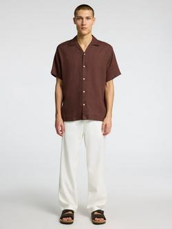 Selected Brody Linen Blend Straight Leg Trousers - view 2, Cloud Dancer