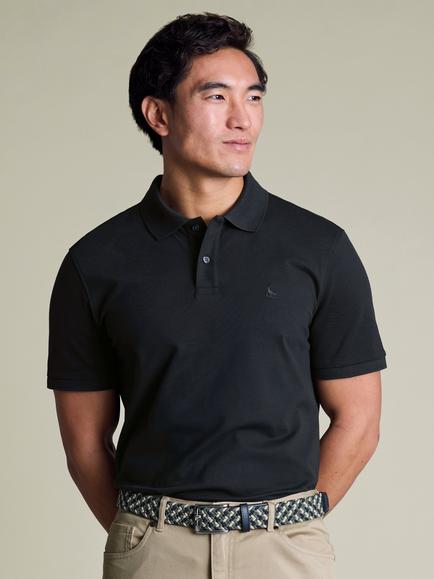 Charles Tyrwhitt Cotton Rich Short Sleeve Polo Shirt, Black