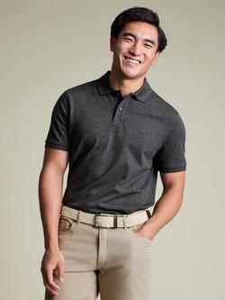 Charles Tyrwhitt Cotton Rich Short Sleeve Polo Shirt, Dark Grey