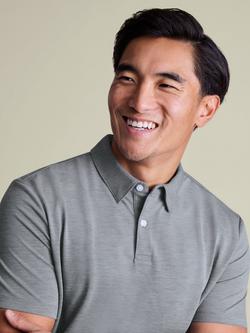 Charles Tyrwhitt Cotton Blend Performance Short Sleeve Polo Shirt - view 2, Flint Grey