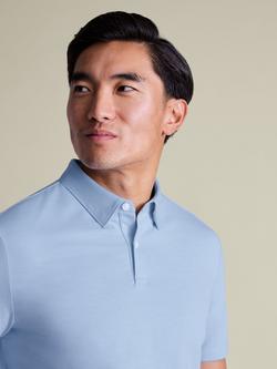 Charles Tyrwhitt Cotton Blend Performance Short Sleeve Polo Shirt - view 2, Sky Blue
